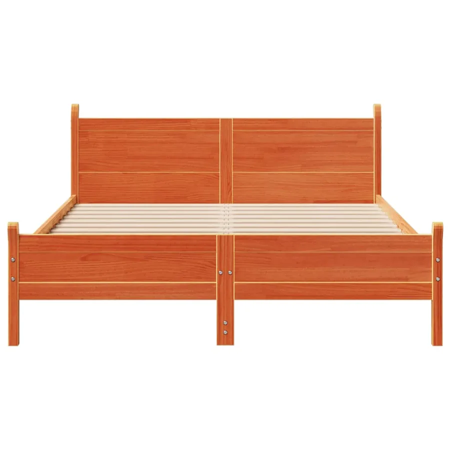 Cadre de lit sans matelas cire marron 160x200cm bois pin massif - 4