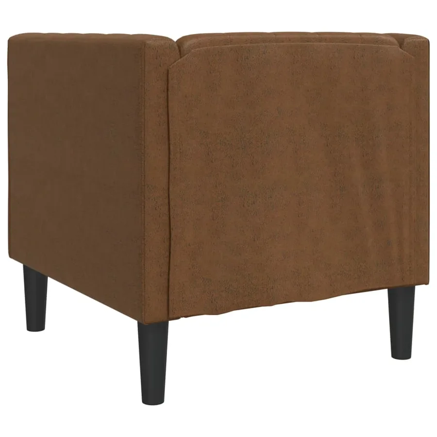 Fauteuil Chesterfield marron similicuir daim - 6