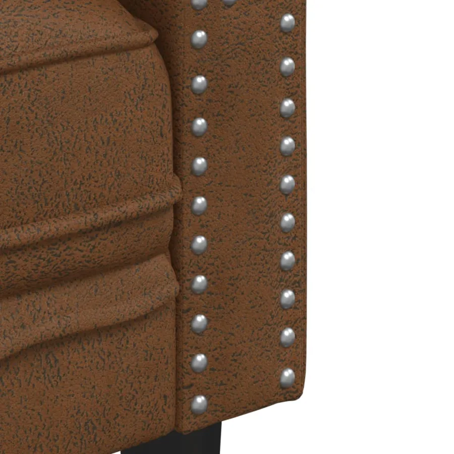 Fauteuil Chesterfield marron similicuir daim - 7