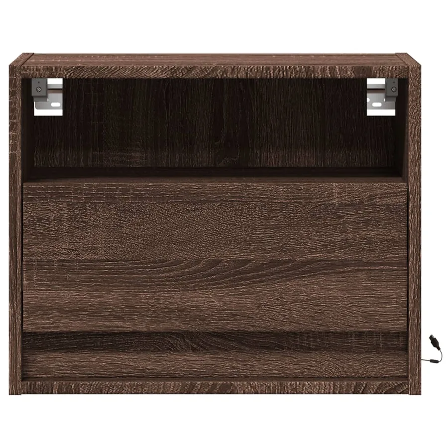 Table de chevet murale avec lumières LED chêne marron - 6