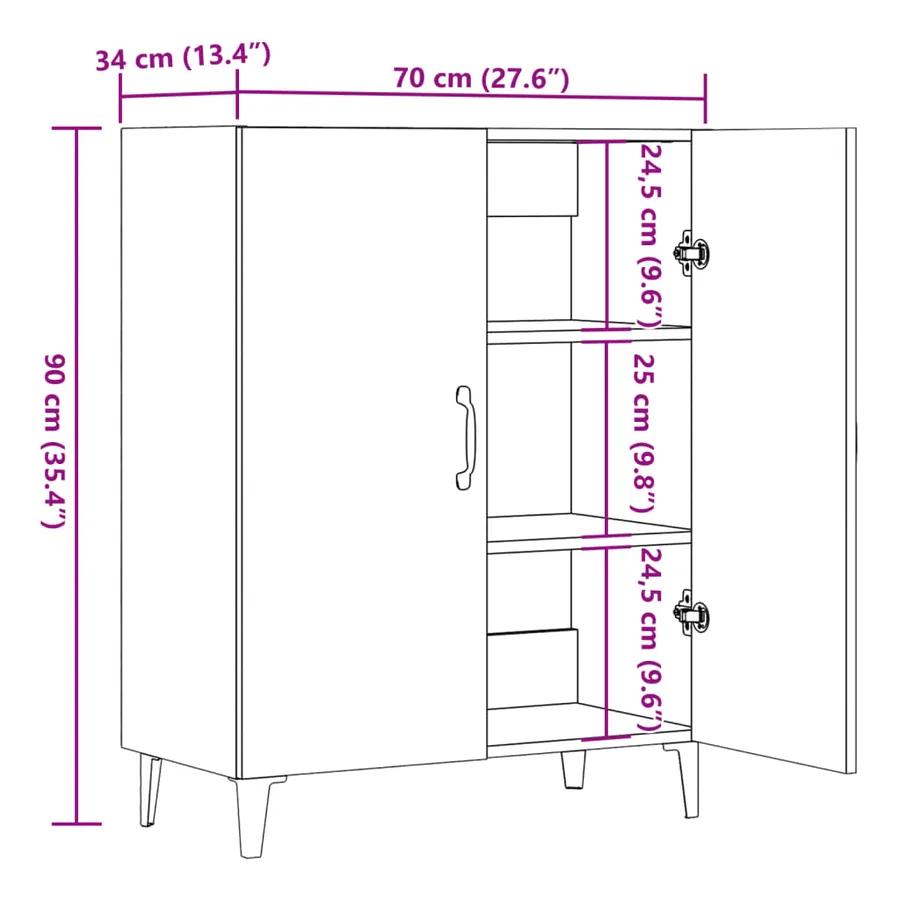 Buffet vieux bois 70x34x90 cm bois d'ingénierie - 11