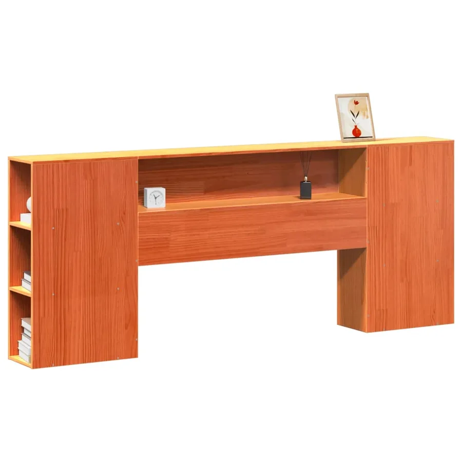 Tête de lit avec rangement cire marron 200cm bois massif de pin - 2