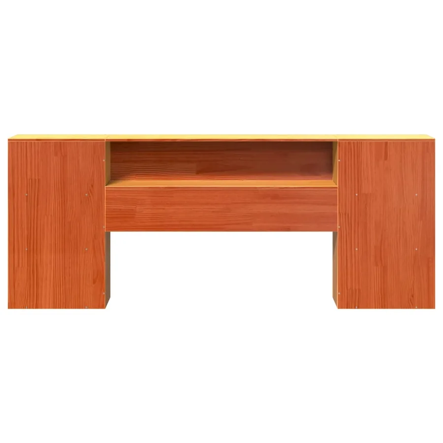 Tête de lit avec rangement cire marron 200cm bois massif de pin - 4