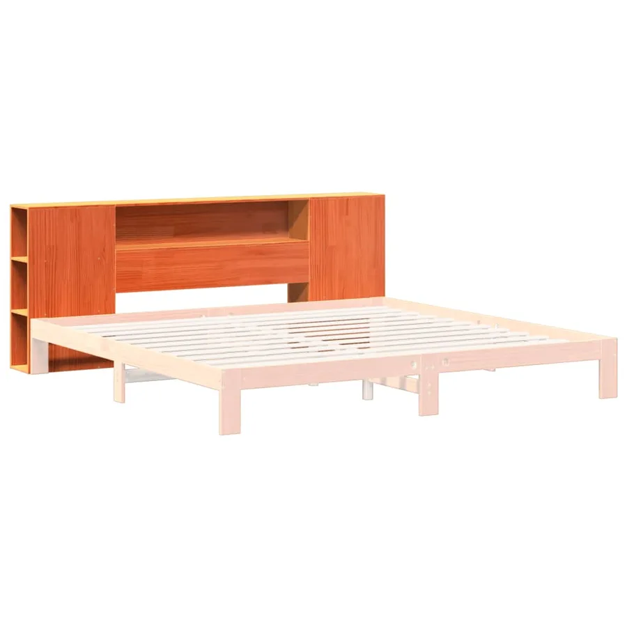 Tête de lit avec rangement cire marron 200cm bois massif de pin - 7