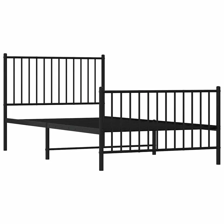 Cadre de lit métal sans matelas et pied de lit noir 100x200 cm - 4