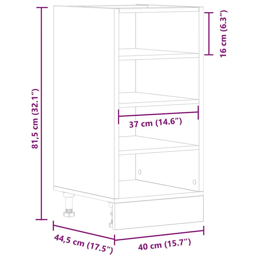 Meuble bas "Riga" Gris Sonoma 40 x 44,5 x 81,5 cm Bois d'ingénierie - 9