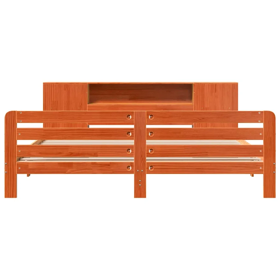 Cadre de lit sans matelas cire marron 200x200cm bois pin massif - 4