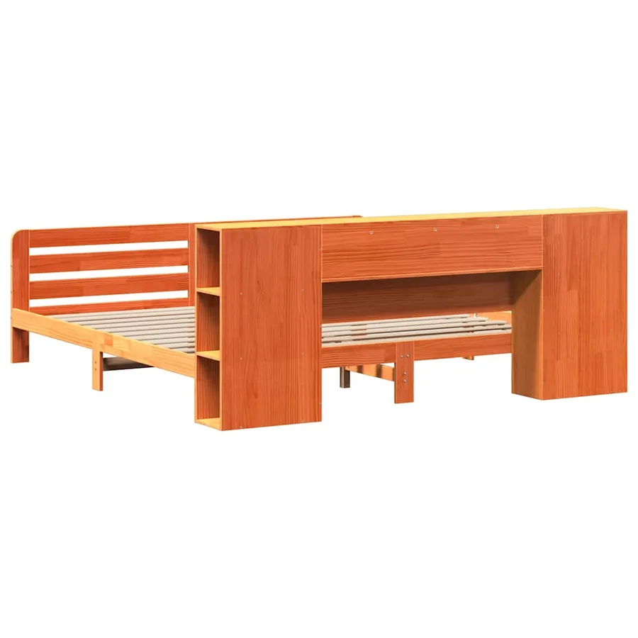 Cadre de lit sans matelas cire marron 200x200cm bois pin massif - 8