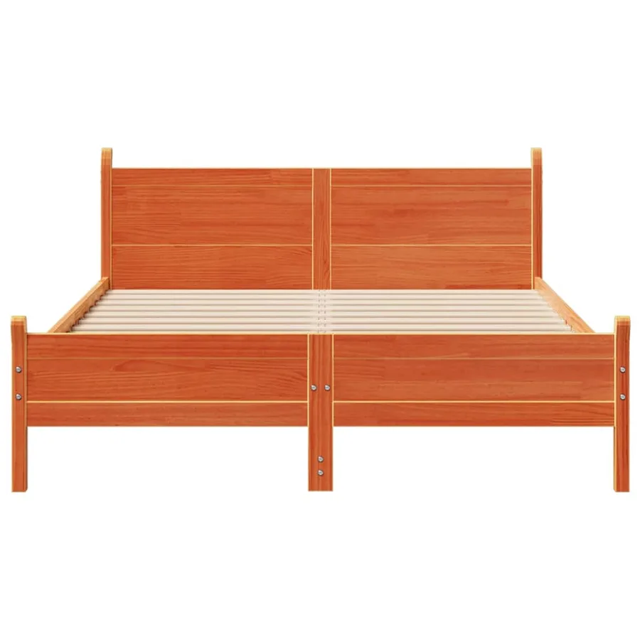 Cadre de lit sans matelas cire marron 140x200cm bois pin massif - 4