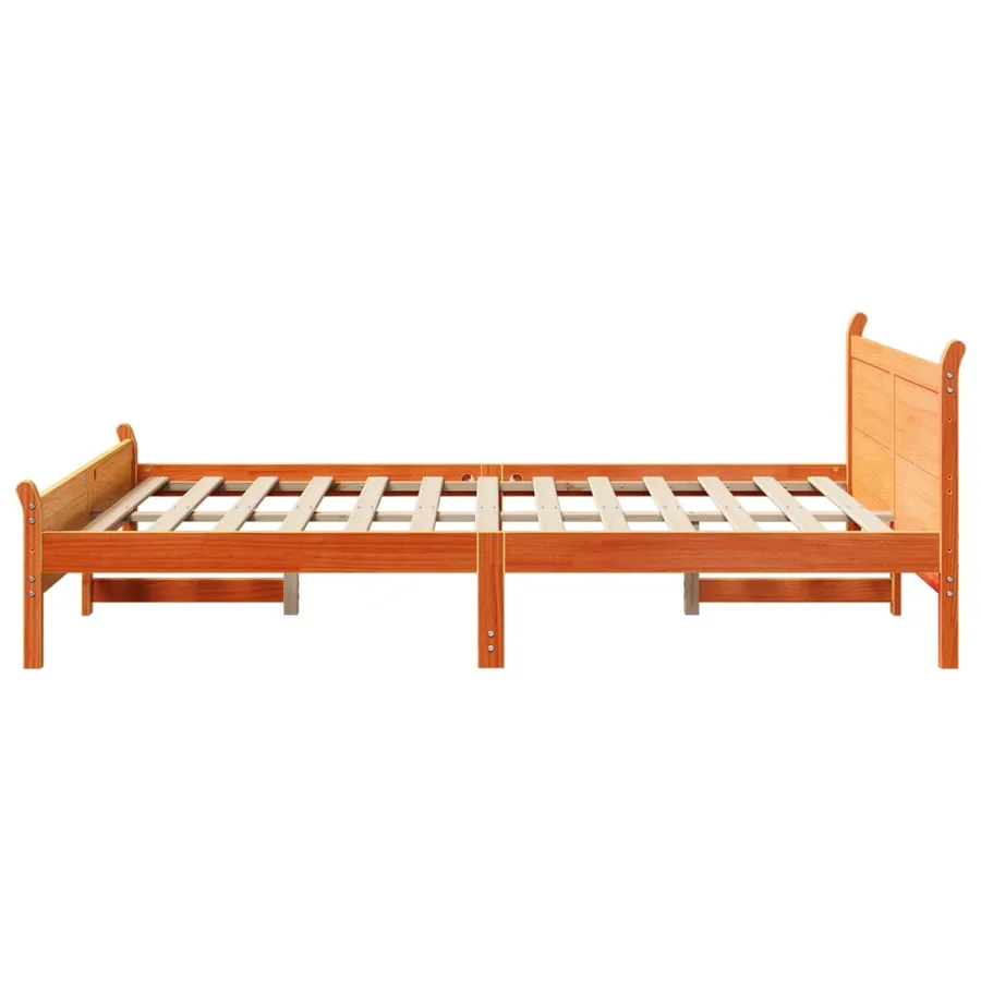 Cadre de lit sans matelas cire marron 140x200cm bois pin massif - 5