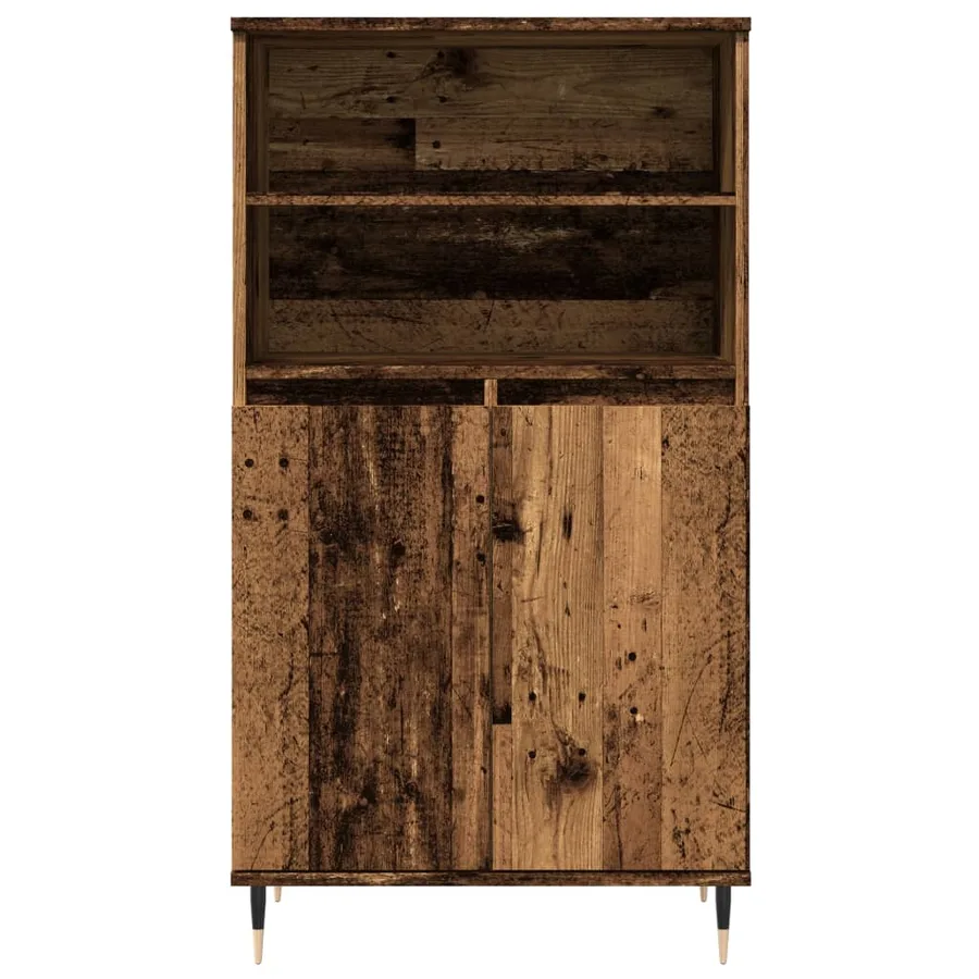 Buffet haut vieux bois 60x36x110 cm bois d'ingénierie - 4