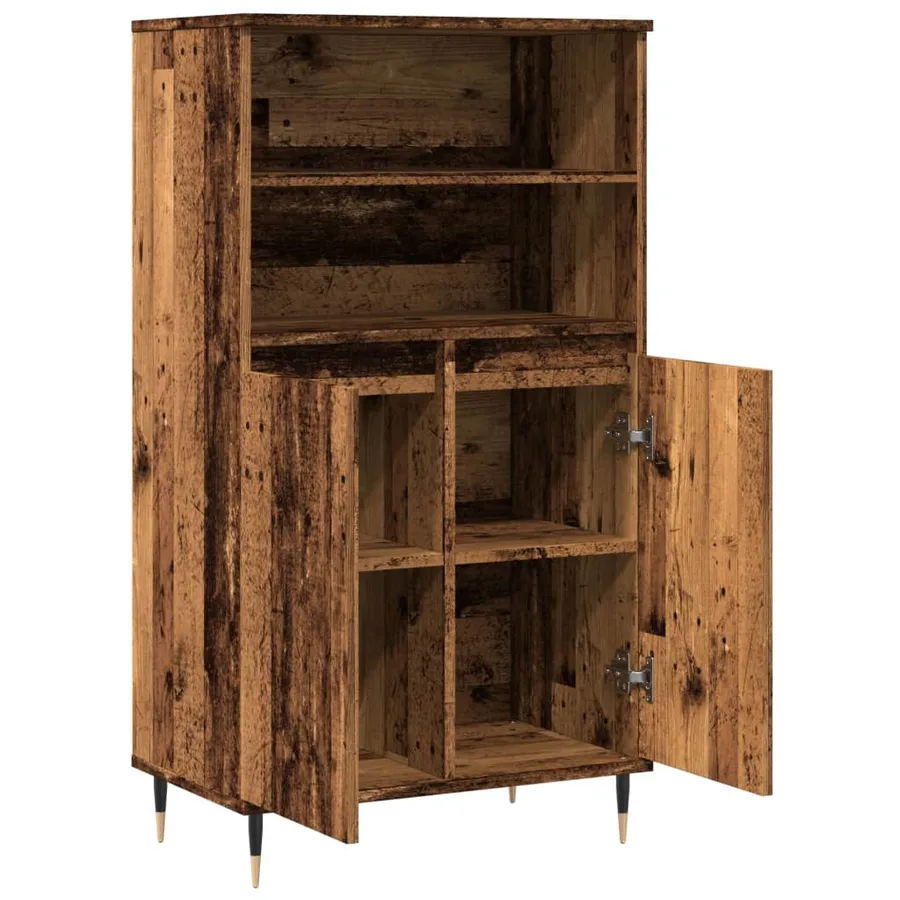 Buffet haut vieux bois 60x36x110 cm bois d'ingénierie - 5