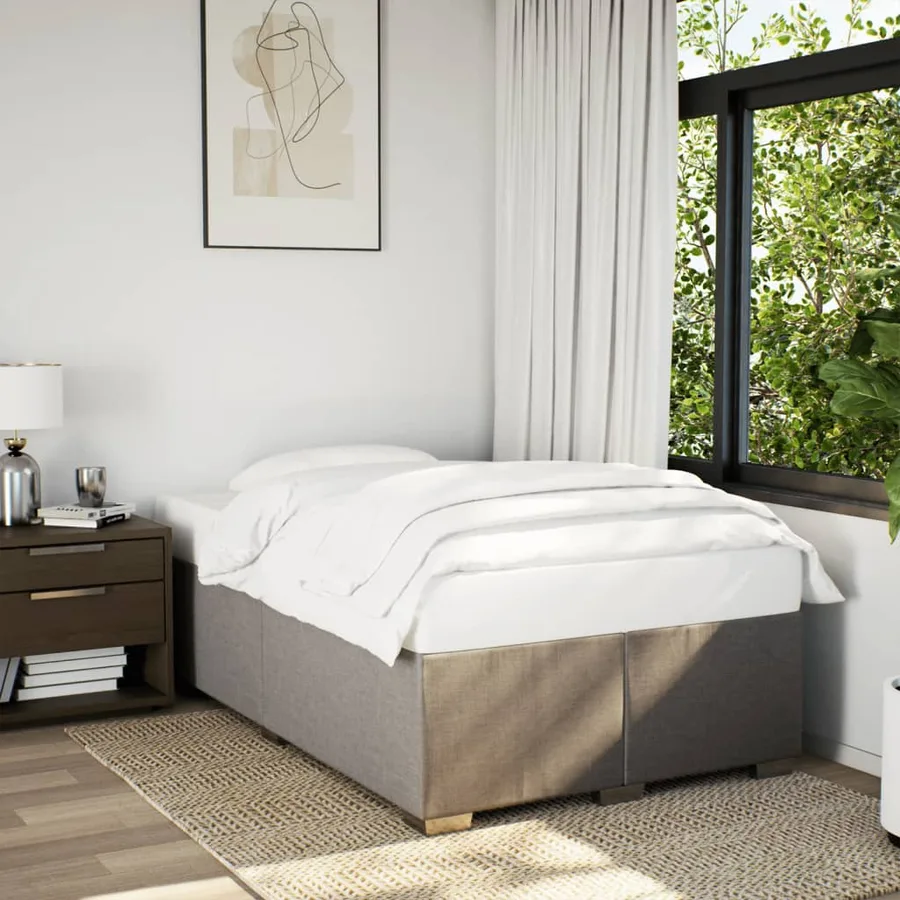 Sommier à lattes de lit avec matelas taupe 120x190 cm tissu - 3