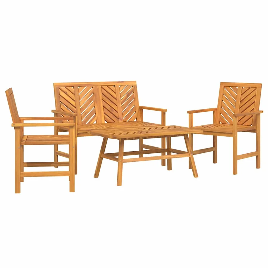 Ensemble de salon de jardin 4 pcs Marron Bois d'Acacia Massif - 2