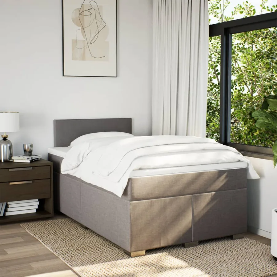 Sommier à lattes de lit avec matelas taupe 120x190 cm tissu - 4