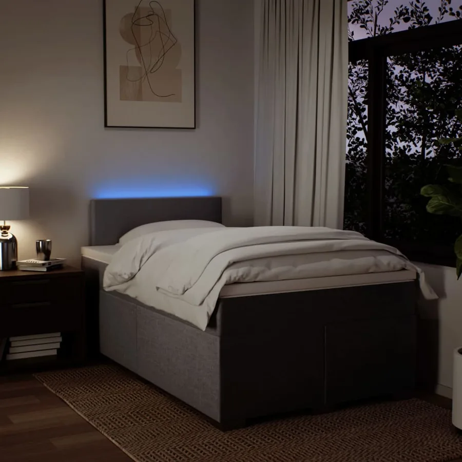 Sommier à lattes de lit avec matelas taupe 120x190 cm tissu - 5