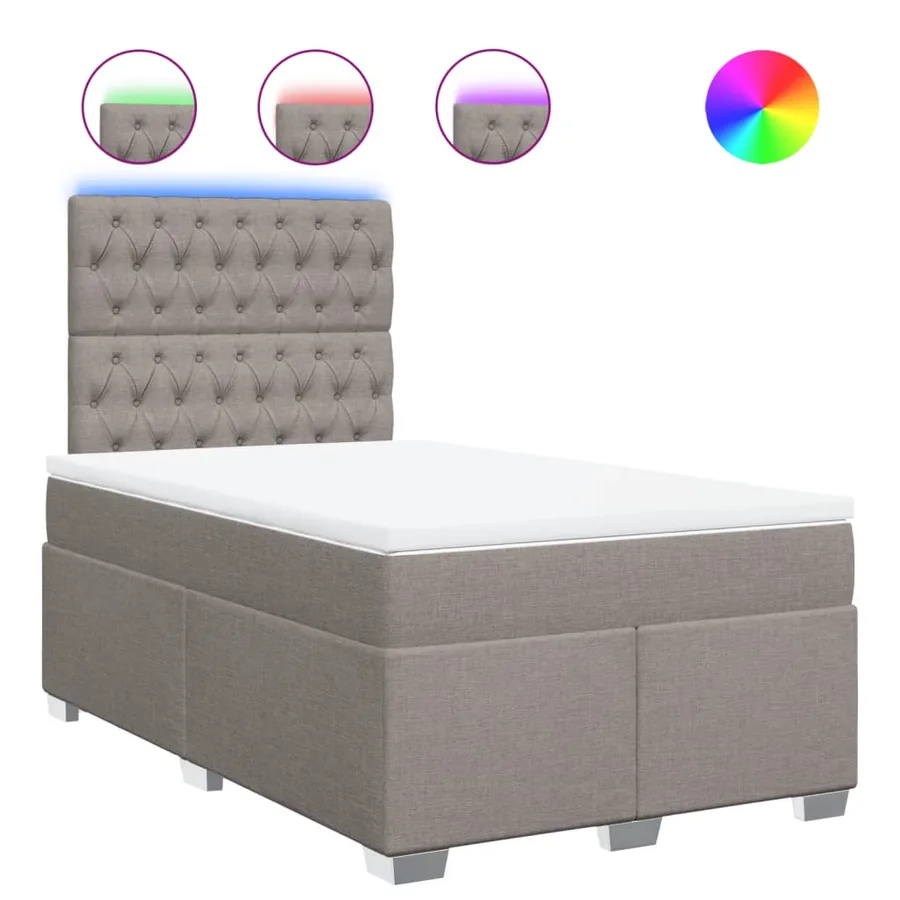 Sommier à lattes de lit avec matelas taupe 120x190 cm tissu - 2