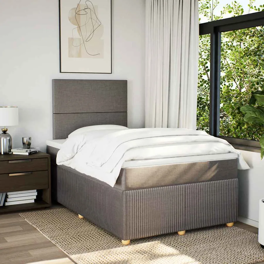 Sommier à lattes de lit avec matelas taupe 120x190 cm tissu - 3