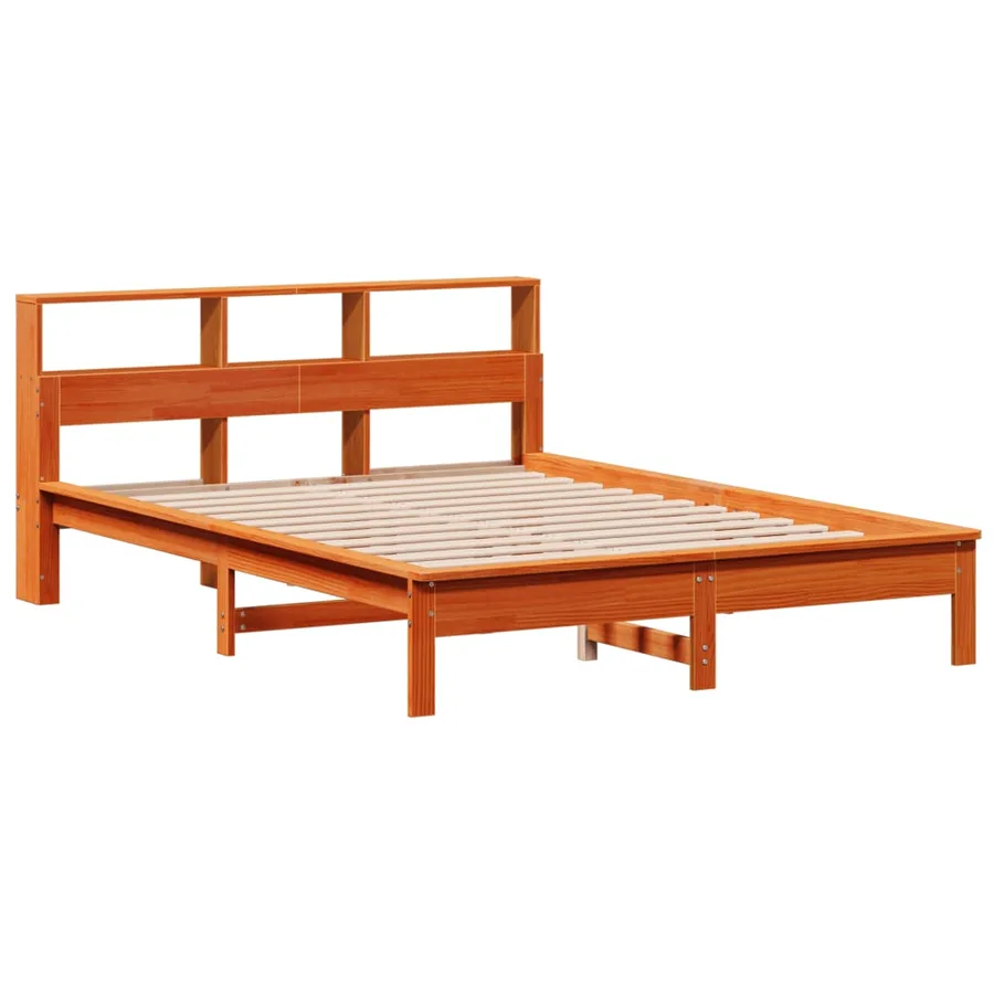 Lit bibliothèque sans matelas cire marron 120x190cm pin massif - 3