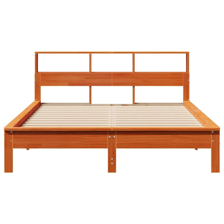 Lit bibliothèque sans matelas cire marron 120x190cm pin massif - 4
