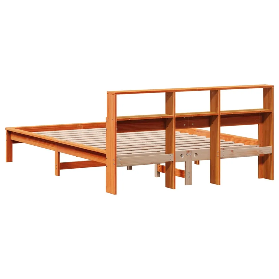 Lit bibliothèque sans matelas cire marron 120x190cm pin massif - 6
