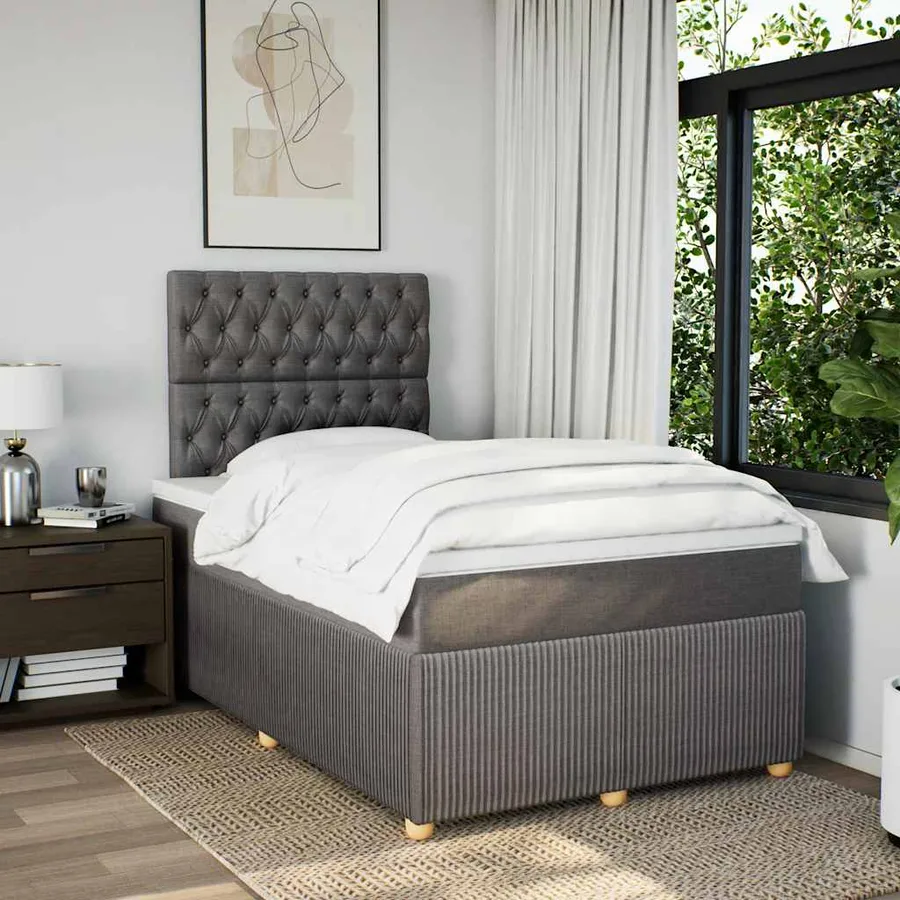 Sommier à lattes de lit avec matelas taupe 120x190 cm tissu - 4