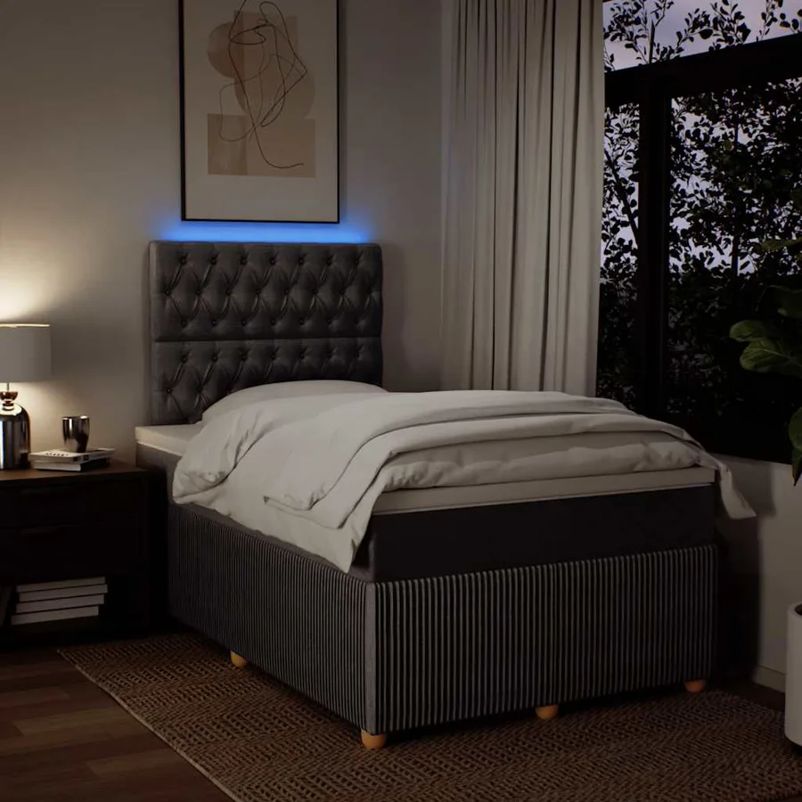 Sommier à lattes de lit avec matelas taupe 120x190 cm tissu - 5
