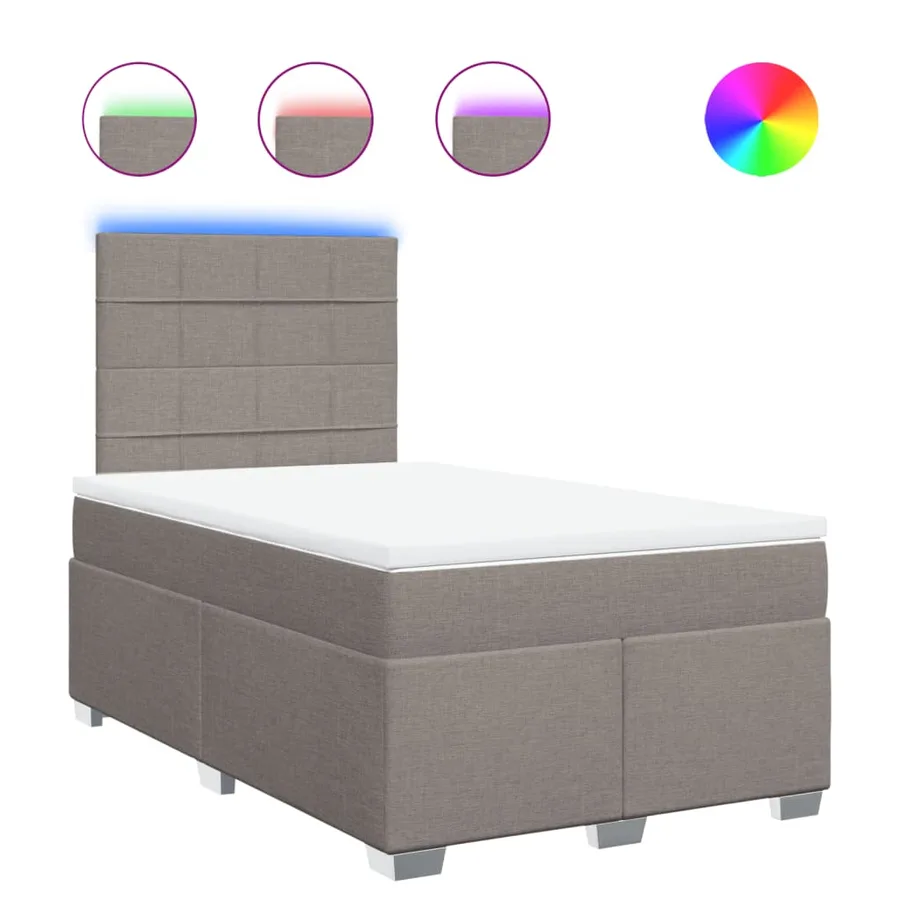 Sommier à lattes de lit avec matelas taupe 120x190 cm tissu - 2