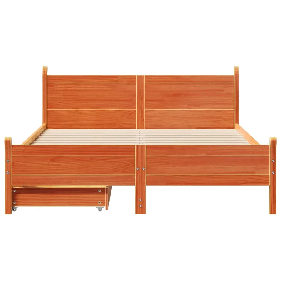 Cadre de lit sans matelas cire marron 120x200cm bois pin massif - 4