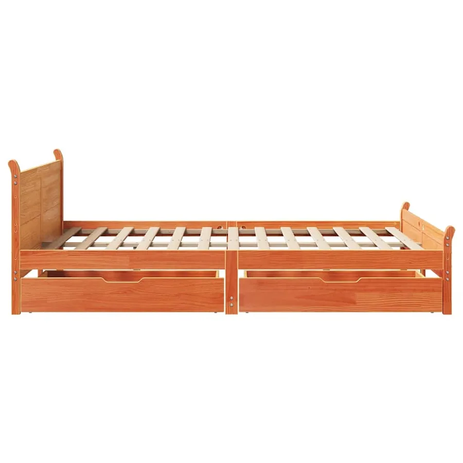 Cadre de lit sans matelas cire marron 120x200cm bois pin massif - 7