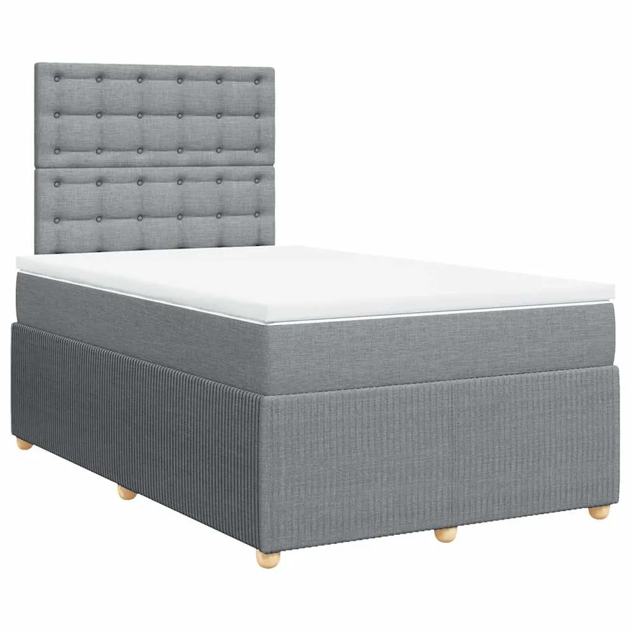 Sommier à lattes de lit et matelas gris clair 120x190 cm tissu - 2