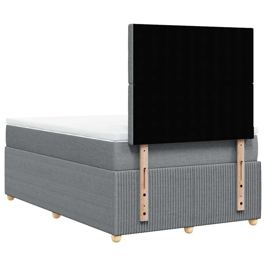 Sommier à lattes de lit et matelas gris clair 120x190 cm tissu - 6