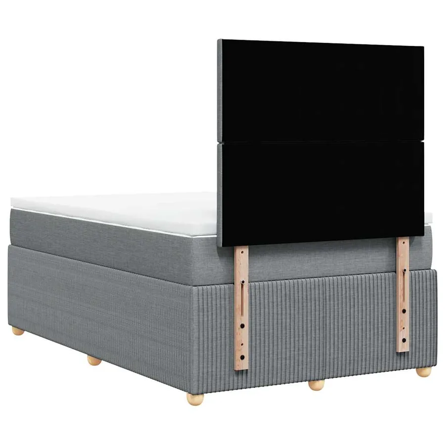 Sommier à lattes de lit et matelas gris clair 120x190 cm tissu - 8
