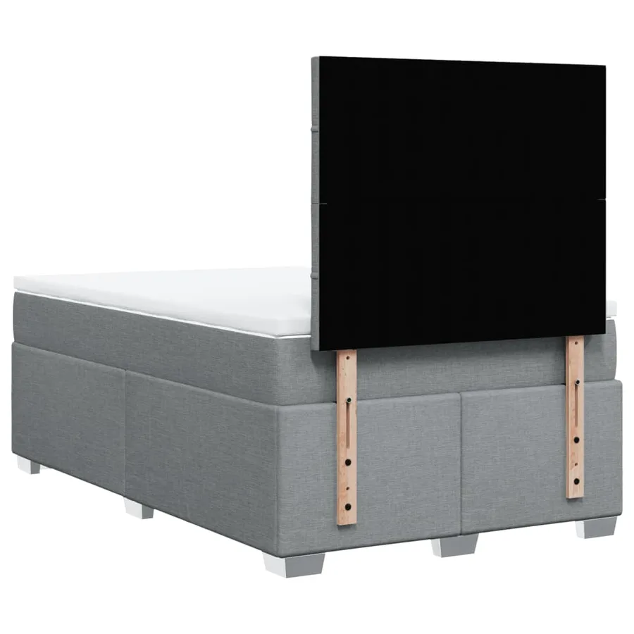 Sommier à lattes de lit et matelas gris clair 120x190 cm tissu - 12