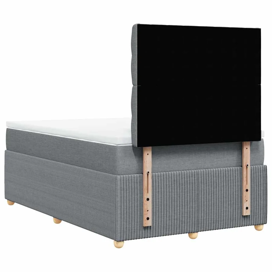 Sommier à lattes de lit et matelas gris clair 120x190 cm tissu - 6
