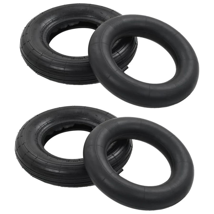 Pneu de brouette et chambre à air 4 pcs 3.50-8 4PR Caoutchouc