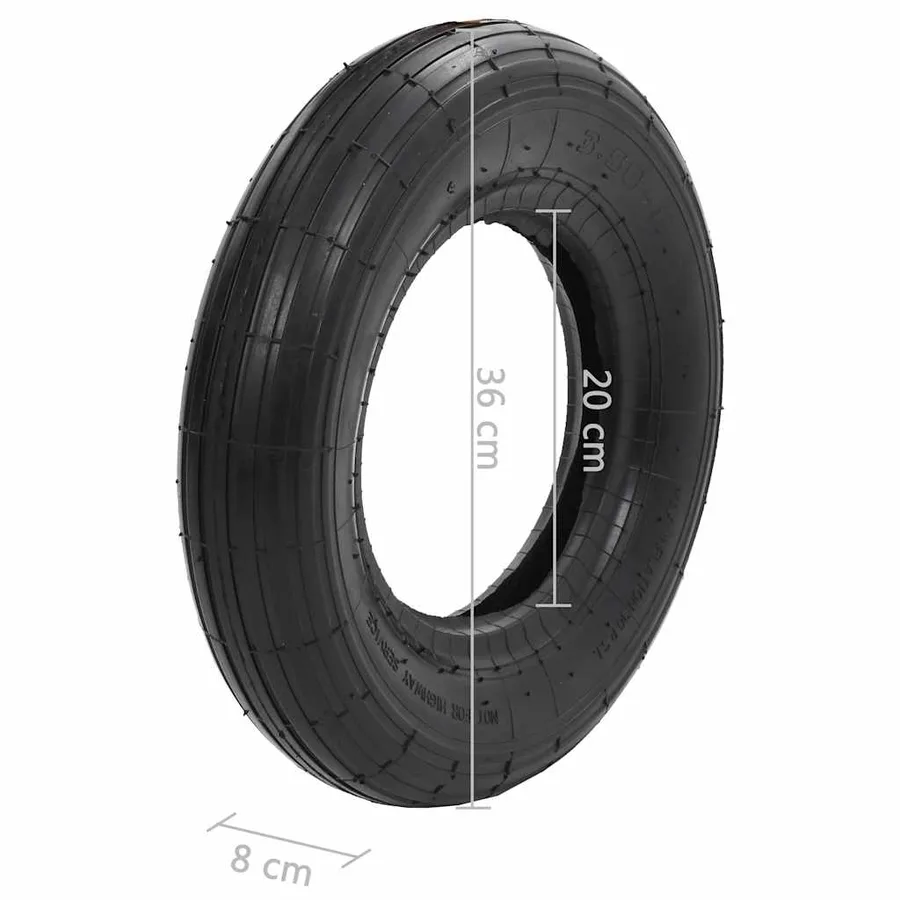 Pneu de brouette et chambre à air 4 pcs 3.50-8 4PR Caoutchouc - 13