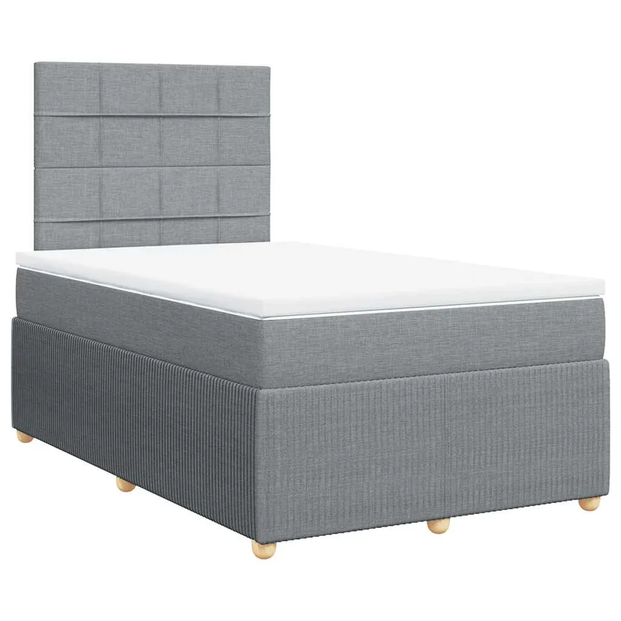 Sommier à lattes de lit et matelas gris clair 120x190 cm tissu - 3