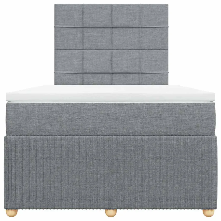 Sommier à lattes de lit et matelas gris clair 120x190 cm tissu - 6