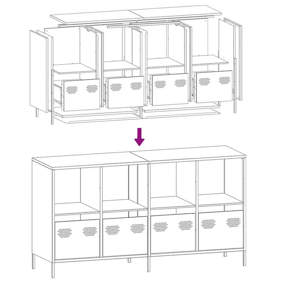 Buffet vert olive 135x39x73,5 cm acier laminé à froid - 11