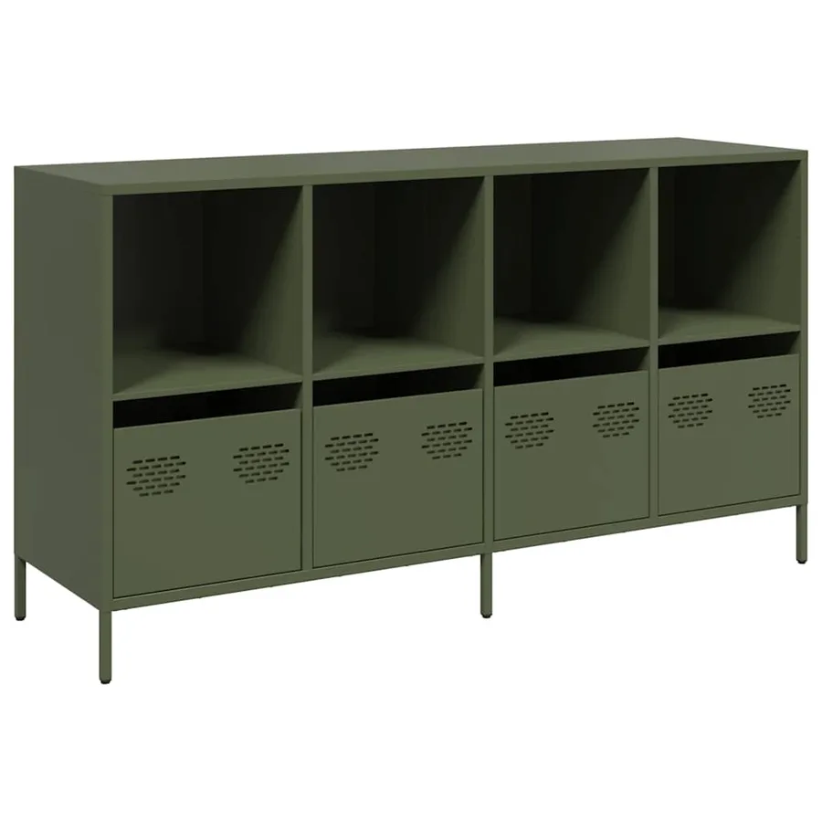 Buffet vert olive 135x39x73,5 cm acier laminé à froid - 2
