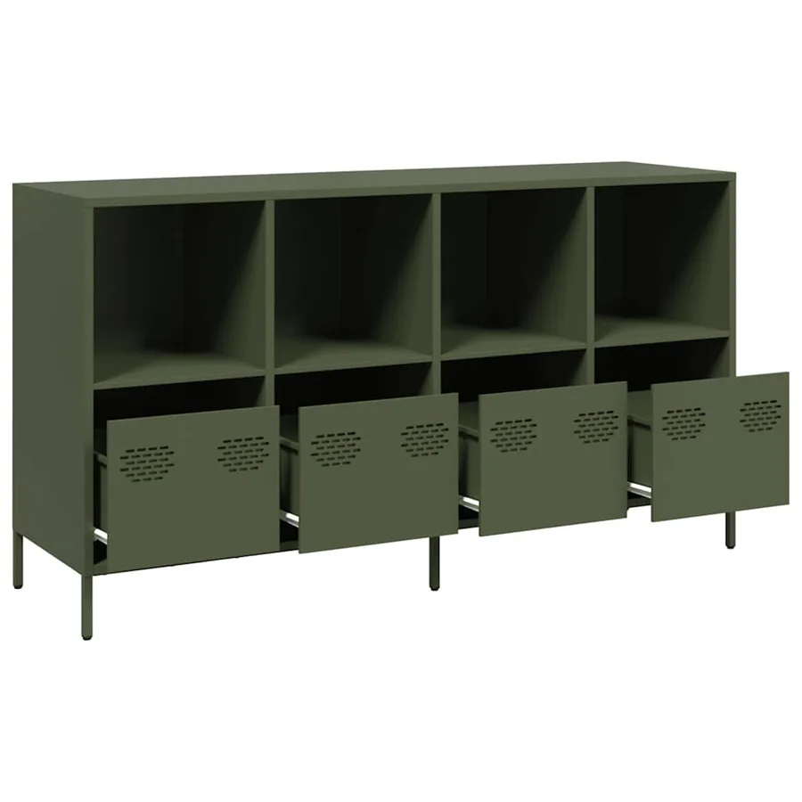 Buffet vert olive 135x39x73,5 cm acier laminé à froid - 4