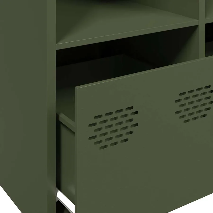 Buffet vert olive 135x39x73,5 cm acier laminé à froid - 9