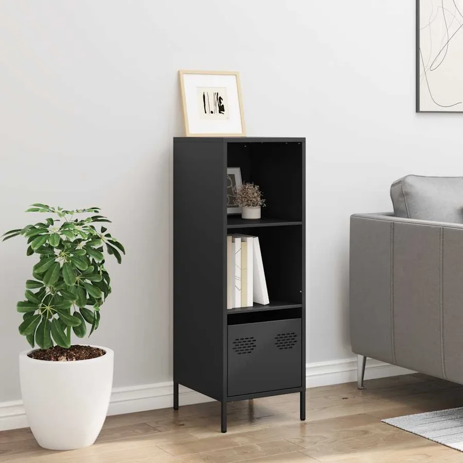 Buffet haut noir 35x39x103,5 cm acier - 3