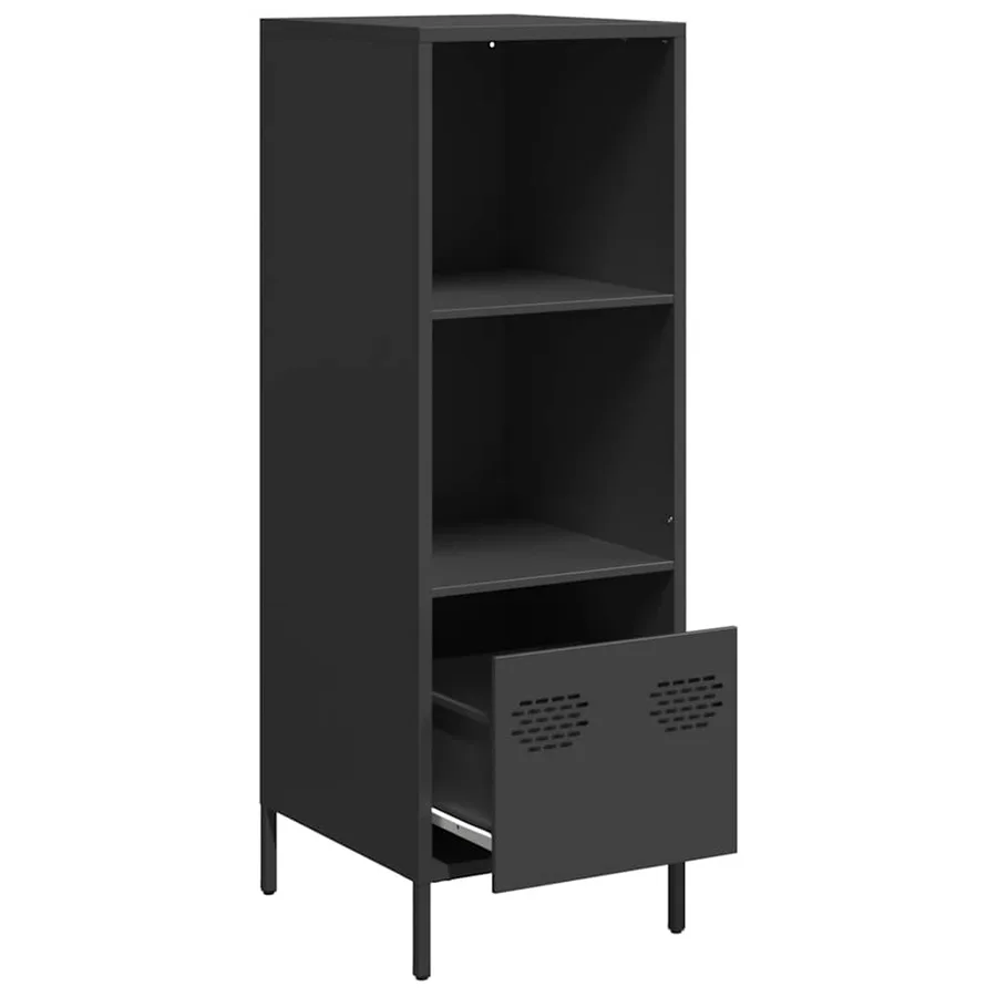 Buffet haut noir 35x39x103,5 cm acier - 4
