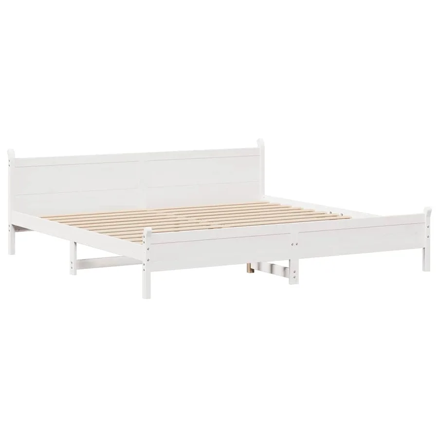 Cadre de lit sans matelas blanc 200x200 cm bois massif de pin - 3