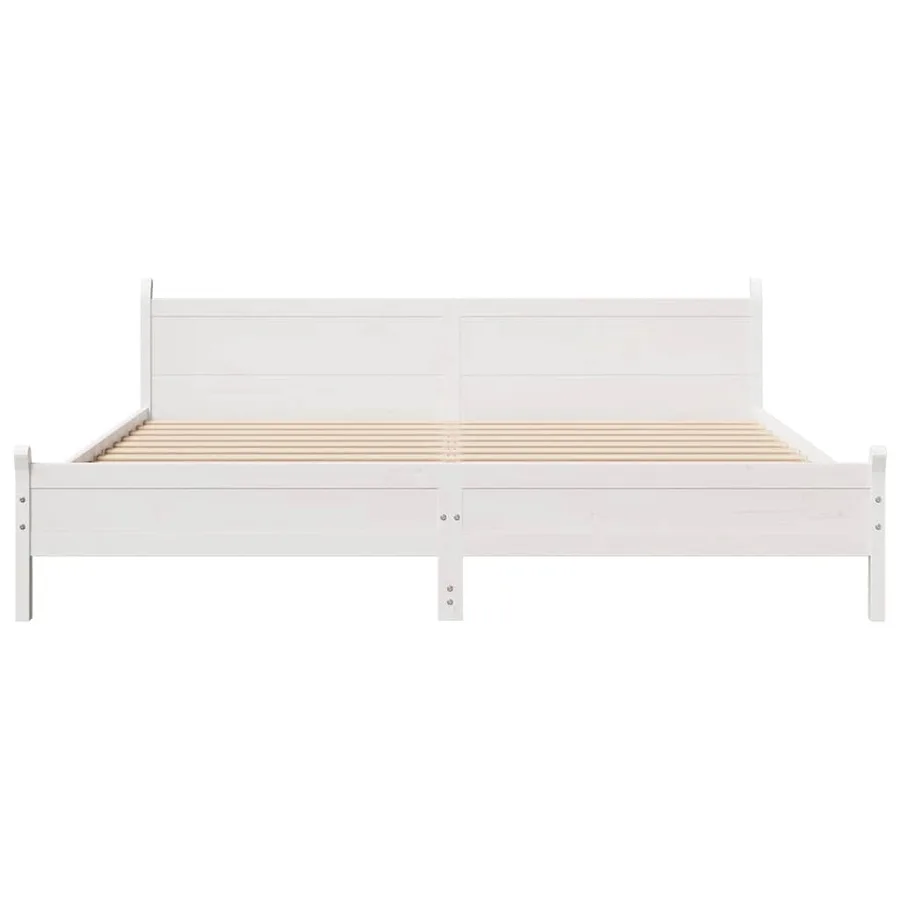 Cadre de lit sans matelas blanc 200x200 cm bois massif de pin - 4