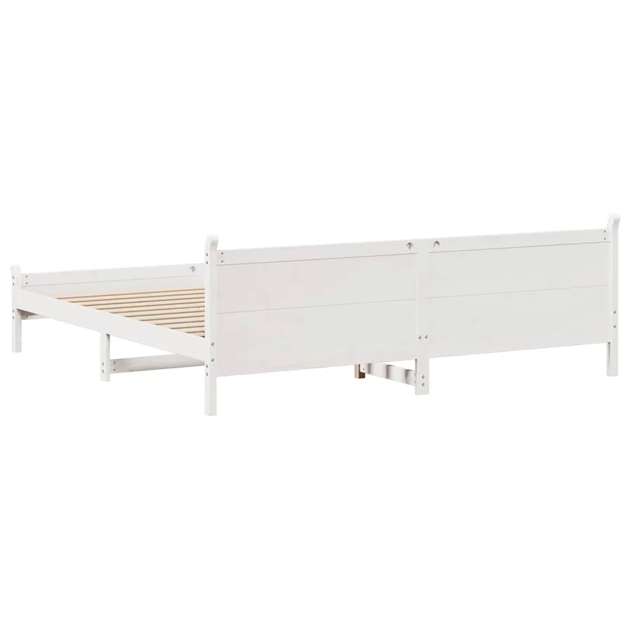 Cadre de lit sans matelas blanc 200x200 cm bois massif de pin - 6