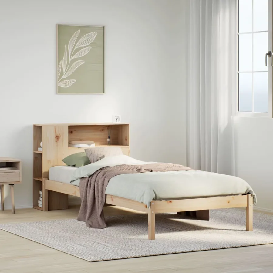 Lit bibliothèque sans matelas 75x190 cm bois de pin massif