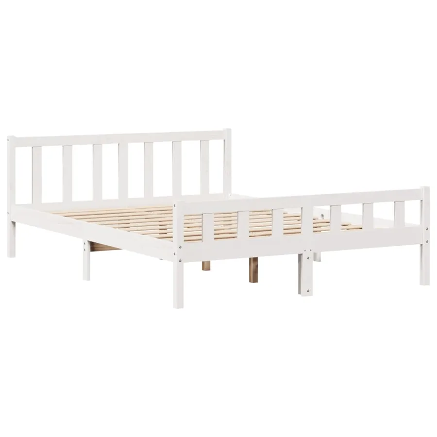 Lit bibliothèque sans matelas blanc 150x200 cm bois pin massif - 8